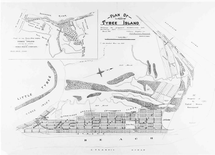 Tybee Island development plan, March, 1890. Click for a larger version (370.61 k), opens new window.