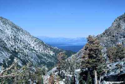 Visitors to the Desolation Wilderness in El Dorado National Forest can enjoy this view of Lake Tahoe.
