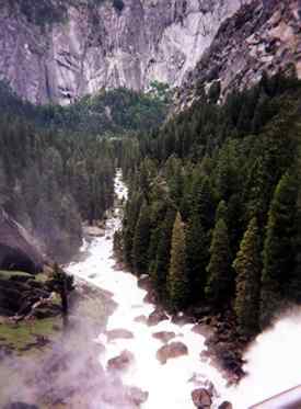 Visitors can see 619-foot Nevada Fall from Glacier Point.