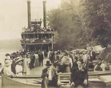 A party barge excursion on the Chattahoochee. Note the musicians on the right.