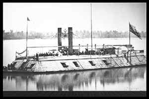 The first ironclad gunboat built in America, The St. Louis.